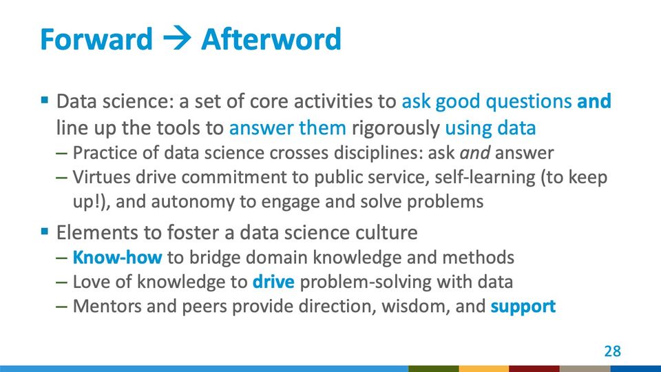 Slide 28: Forward → Afterword; its text follows