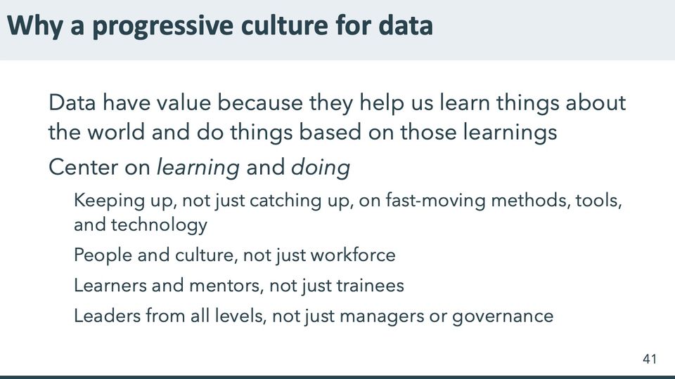 Slide 41: Why a progressive culture for data; its text follows