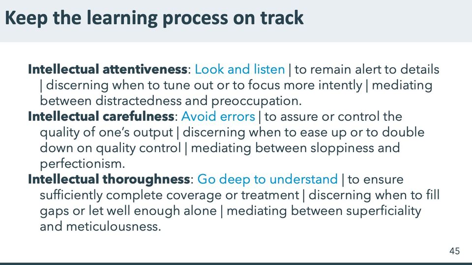 Slide 45: Keep the learning process on track; its text follows