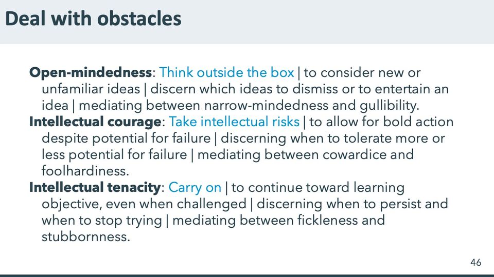 Slide 46: Deal with obstacles; its text follows