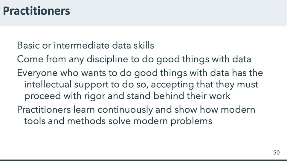 Slide 50: Practitioners; its text follows