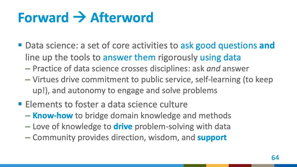 Slide 64: Forward → Afterword; its text follows