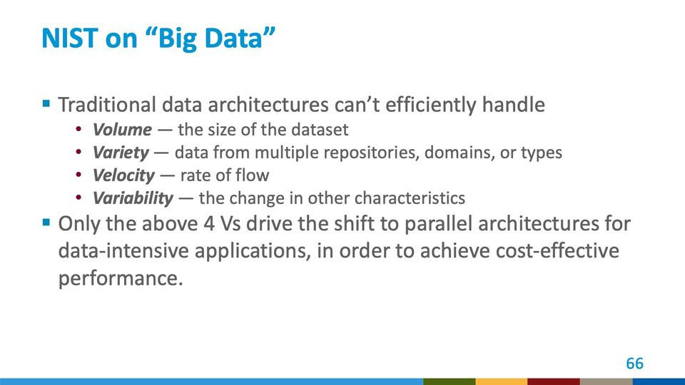 Slide 66: NIST on “Big Data”; its text follows