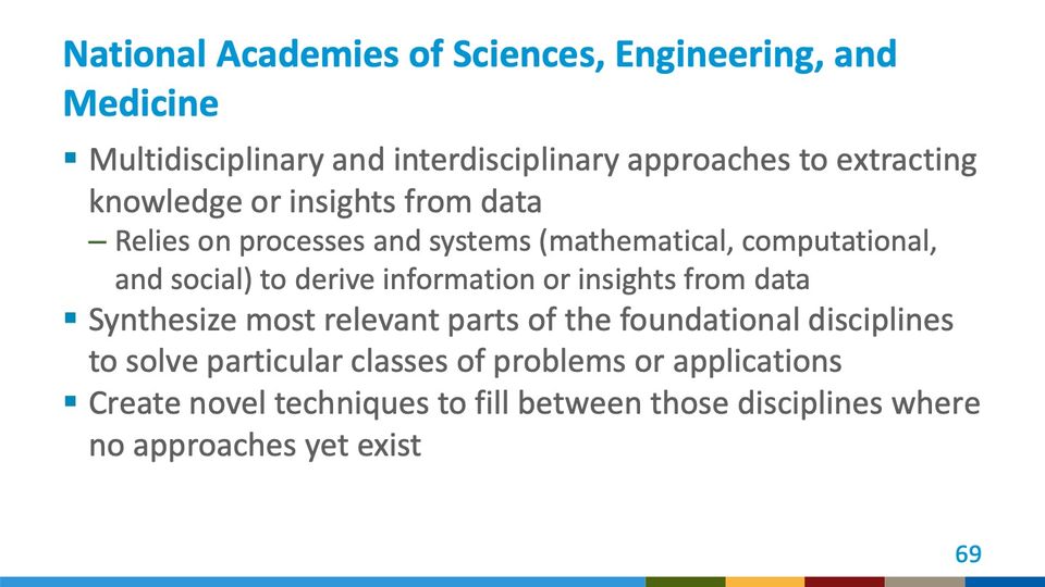 Slide 69: National Academies of Sciences, Engineering, and Medicine; its text follows