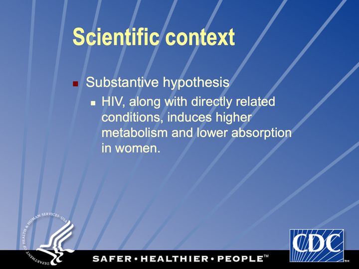 Slide 7: Scientific context: substantive hypothesis; its text follows