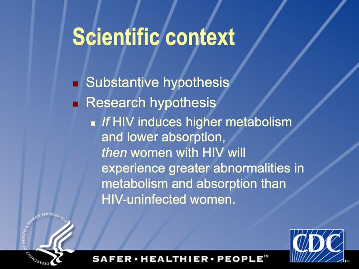 Slide 8: Scientific context: research hypothesis; its text follows