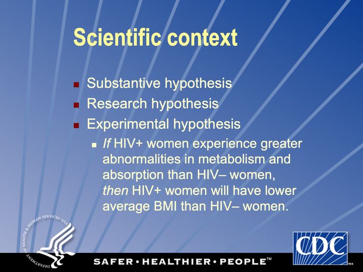 Slide 9: Scientific context: Experimental hypothesis; its text follows