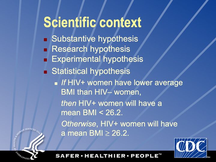 Slide 10: Scientific context: Statistical hypothesis; its text follows