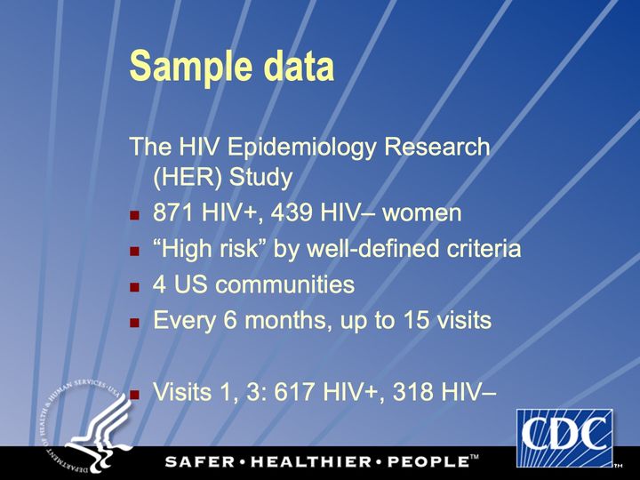 Slide 13: Sample data; its text follows