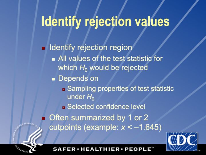 Slide 43: Identify rejection values; its text follows