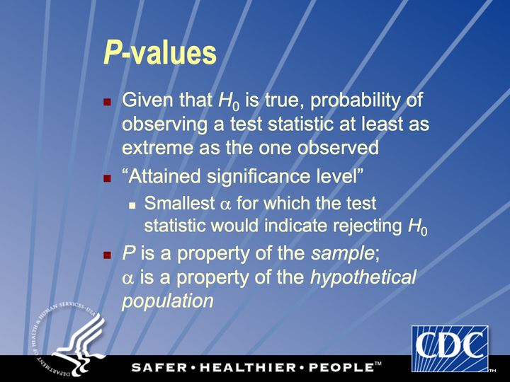 Slide 47: P-values; its text follows