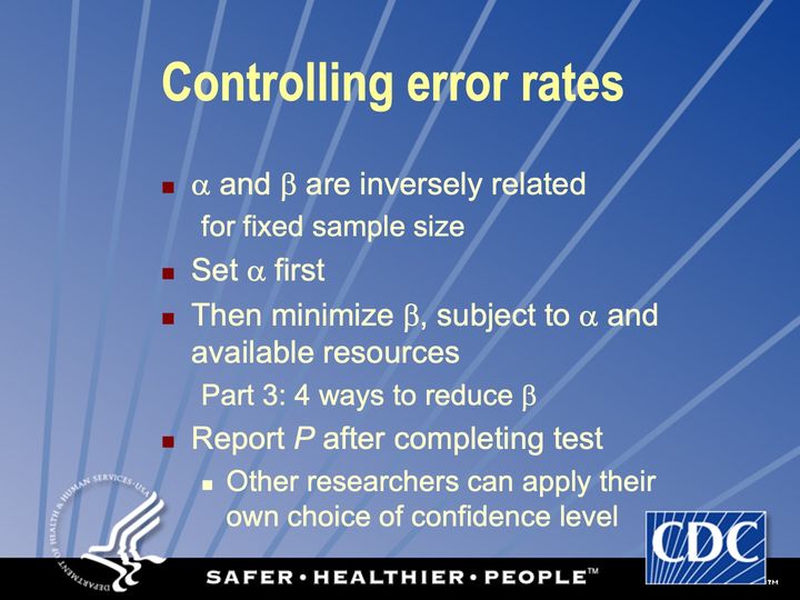 Slide 52: Controlling error rates; its text follows