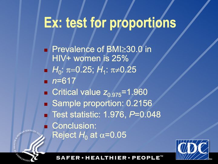 Slide 96: Ex: test for proportions; its text follows