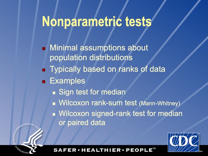 Slide 97: Nonparametric tests; its text follows