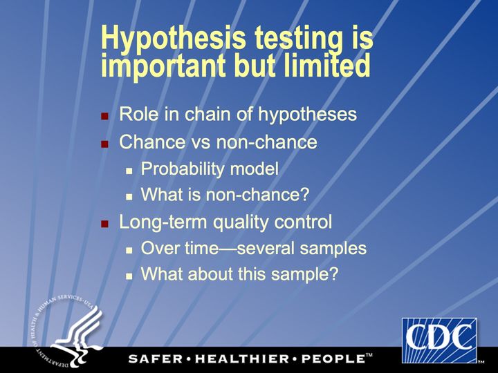 Slide 106: Hypothesis testing is important but limited; its text follows