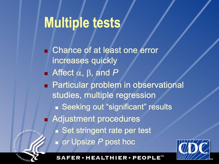 Slide 118: Multiple tests; its text follows