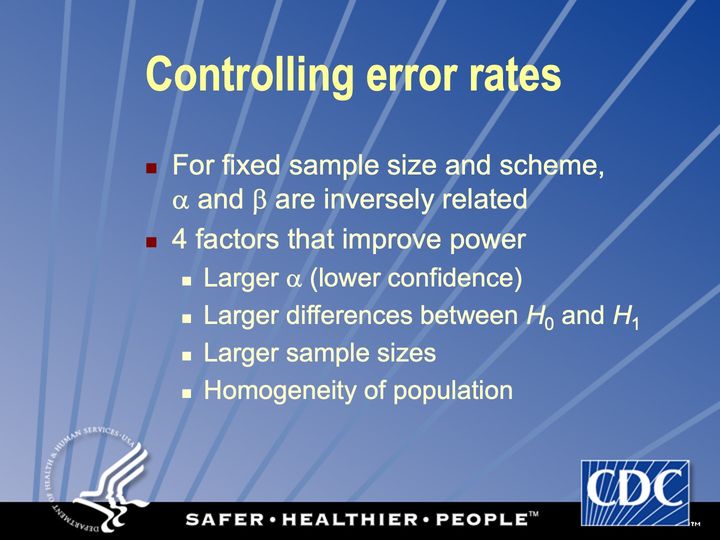 Slide 131: Controlling error rates: homogeneity of population (variance); its text follows