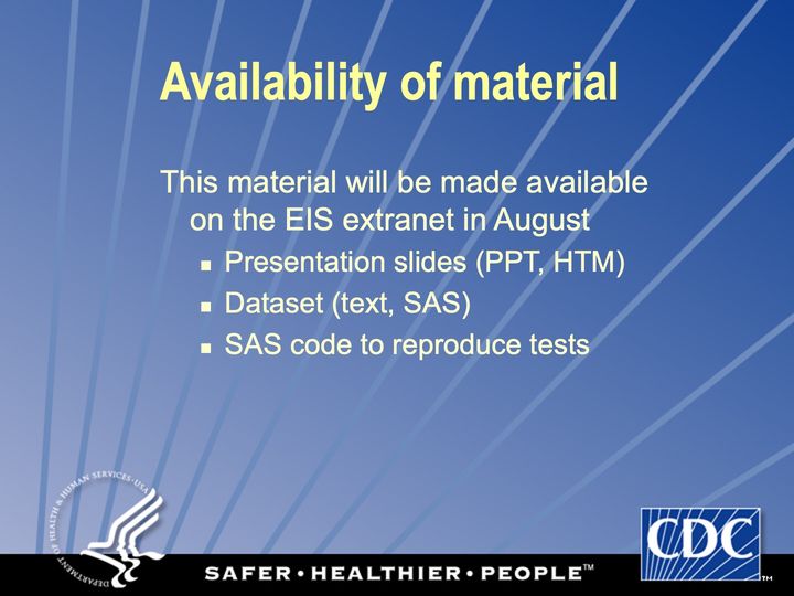 Slide 139: Availability of material; its text follows