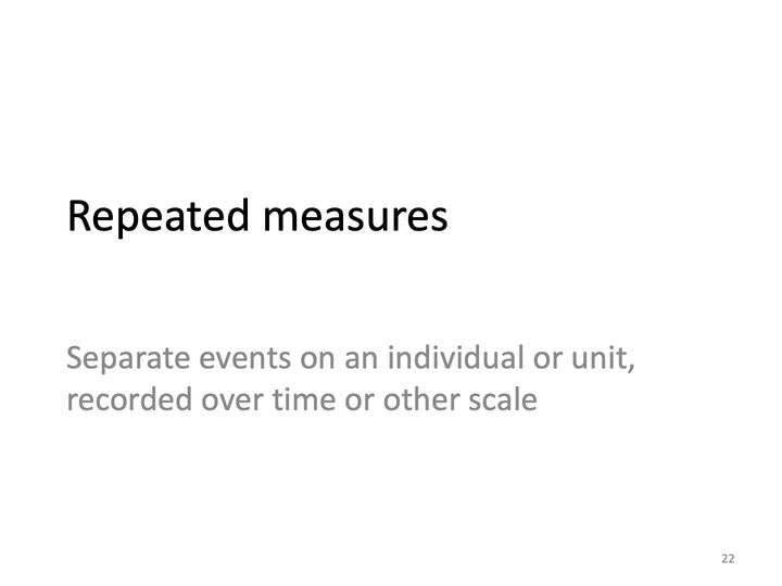 Slide 22: Repeated measures; its text follows