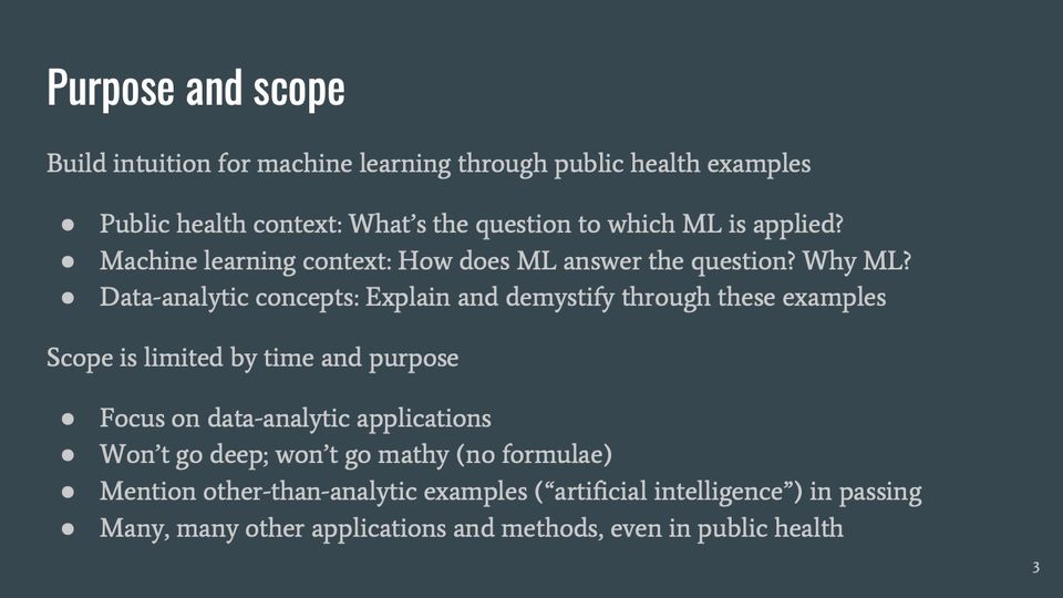 Slide 3: Purpose and scope; its text follows