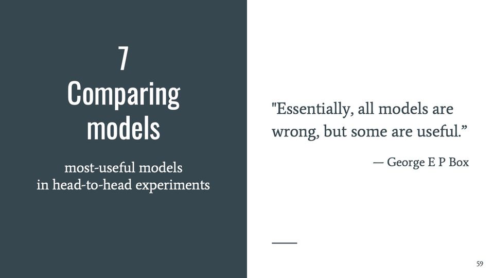 Slide 59: 7. Comparing models; its text follows