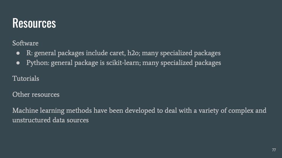 Slide 77: Resources; its text follows