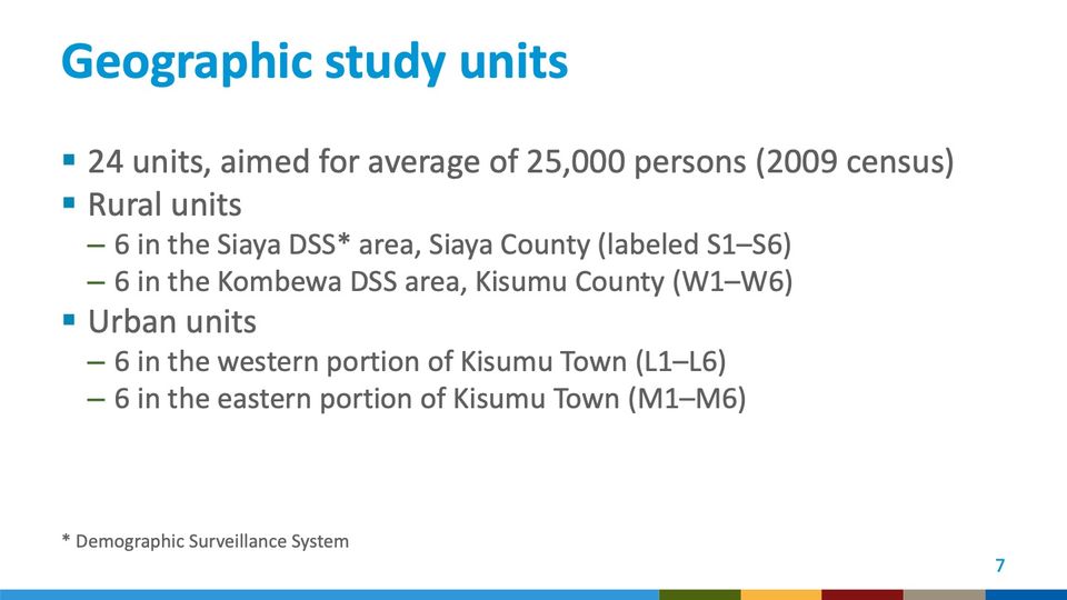 Slide 7: Geographic study units; its text follows