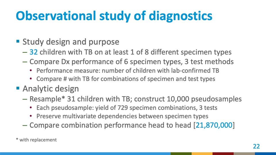 Slide 22: Observational study of diagnostics; its text follows
