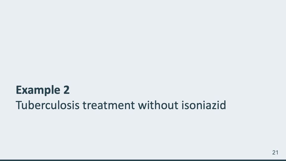 Slide 21: Example 2: Tuberculosis treatment without isoniazid; its text follows