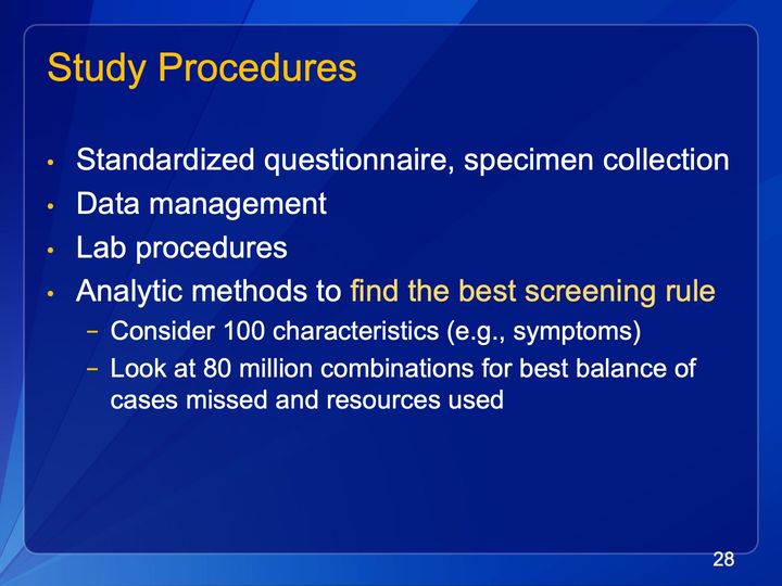 Slide 28: Study Procedures; its text follows