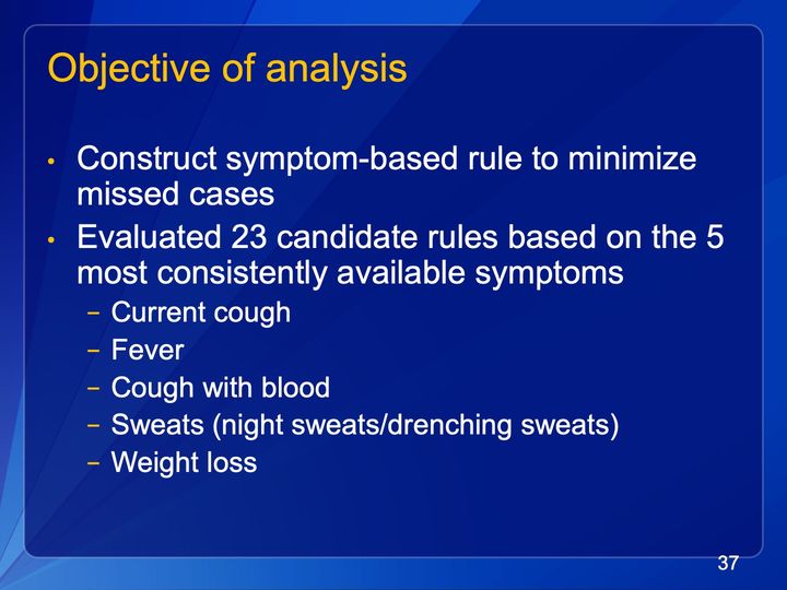 Slide 37: Objective of analysis; its text follows