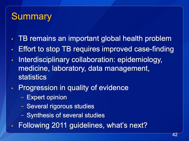 Slide 42: Summary; its text follows