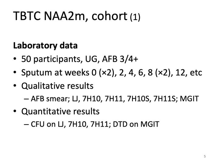 Slide 5: TBTC NAA2m, cohort (1); its text follows