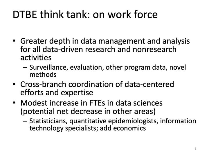 Slide 6: DTBE think tank: on work force; its text follows