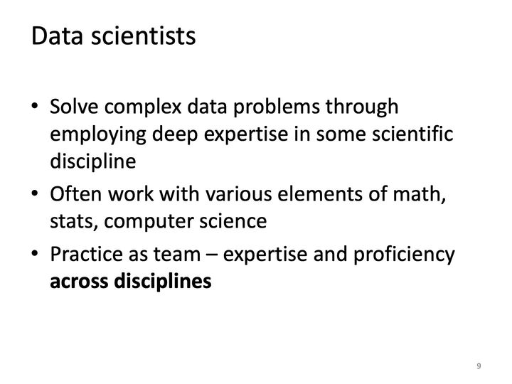 Slide 9: Data scientists; its text follows