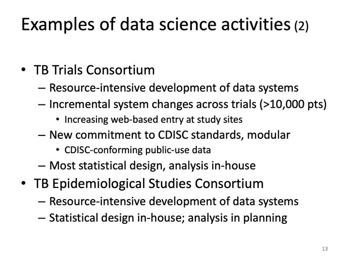 Slide 13: Examples of data science activities (2); its text follows