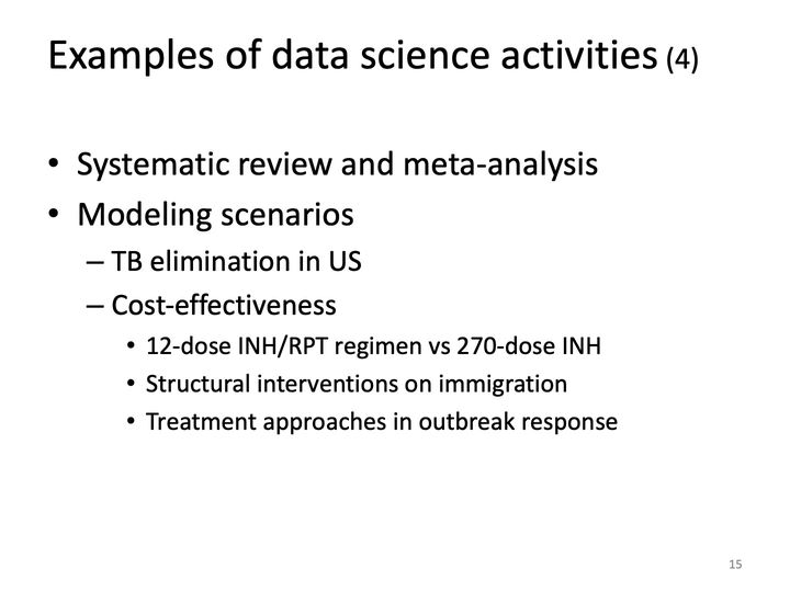 Slide 15: Examples of data science activities (4); its text follows