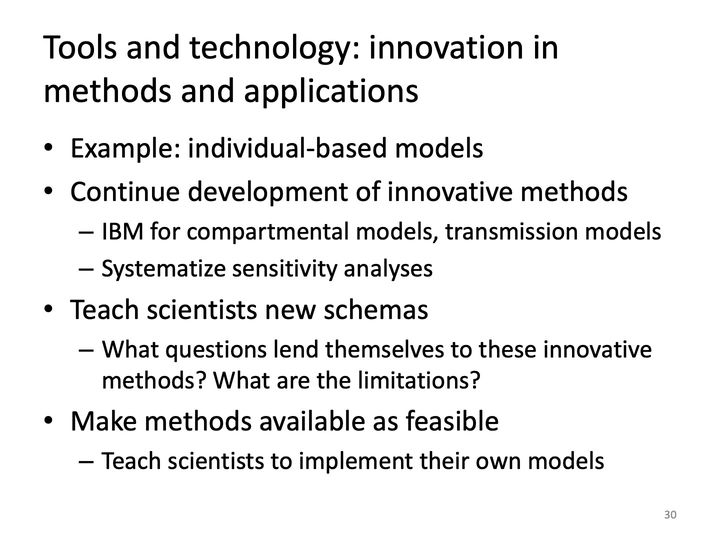 Slide 30: Tools and technology: innovation in methods and applications; its text follows