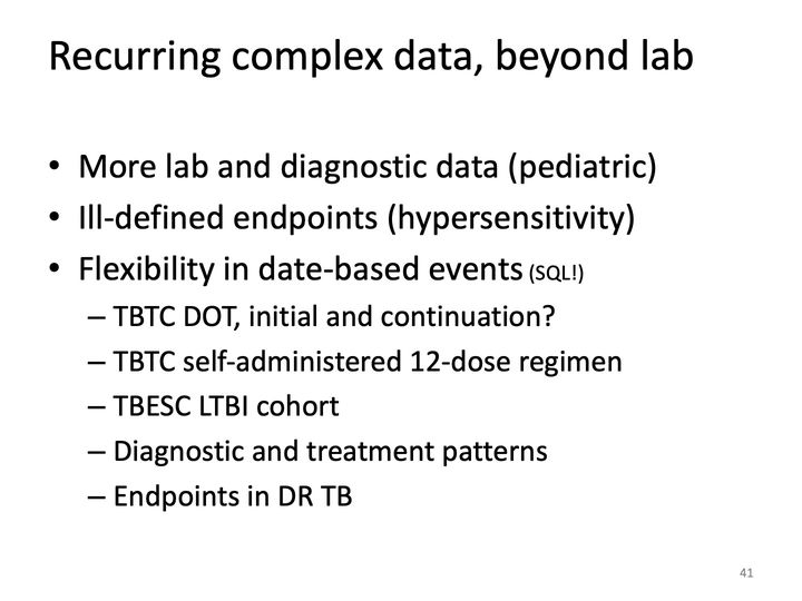 Slide 41: Recurring complex data, beyond lab; its text follows