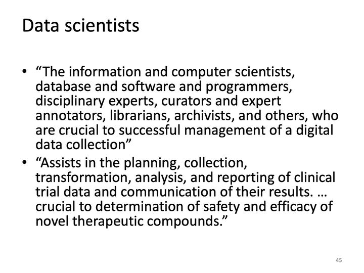 Slide 45: Data scientists; its text follows
